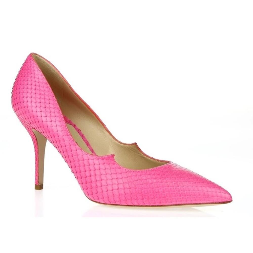 Paul Andrew Kimura Python Leather Pumps Neon Rose… - image 1